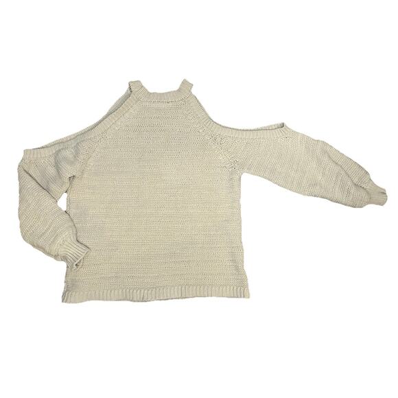 Tularosa Revolve Cream Chunky Knit Cold Shoulder Cotton Sweater Size Sm Preppy - Picture 3 of 7